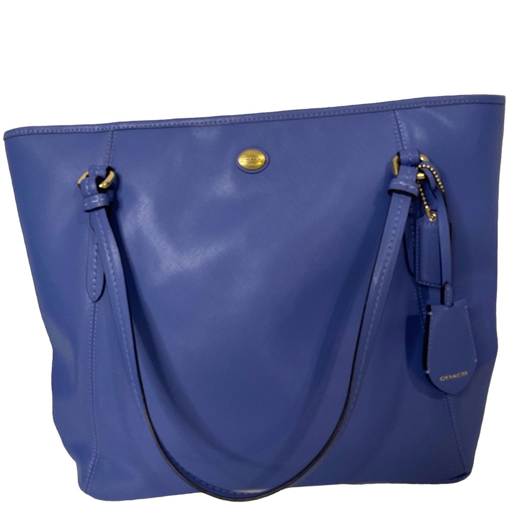 Coach Peyton Saffiano Leather Zip Top Bag F27349 Blue Violet Hue; Pre-owned EUC